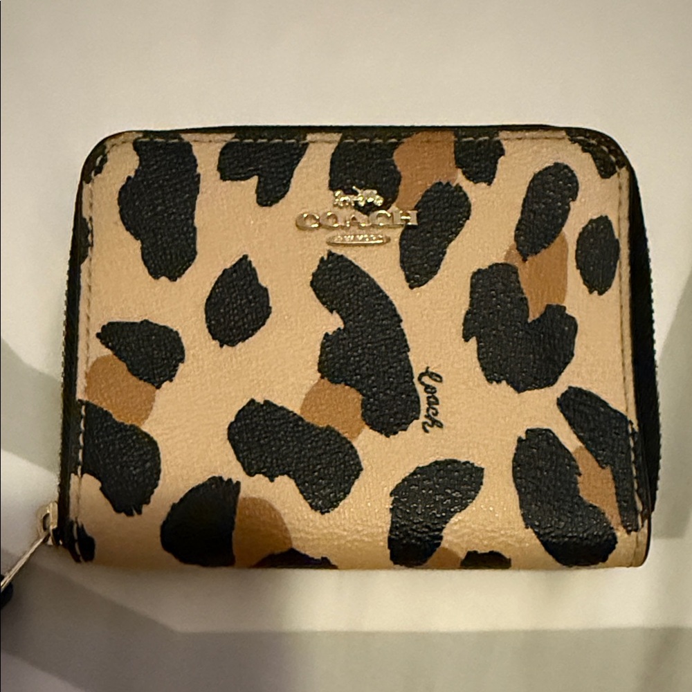 Coach Leopard Print Zip Around Wallet